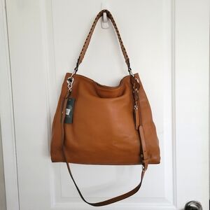 NWT Vince Camuto NWT Nadja Leather Hobo Brown Shoulder Crossbody Handbag